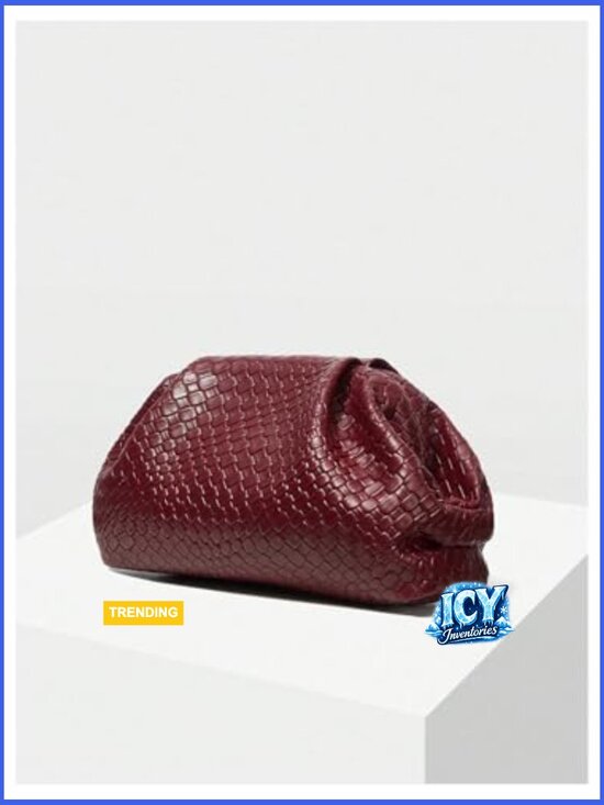 Faux PU Leather Woven Evening Clutch Purse No Strap Handbag - Picture 4 of 7